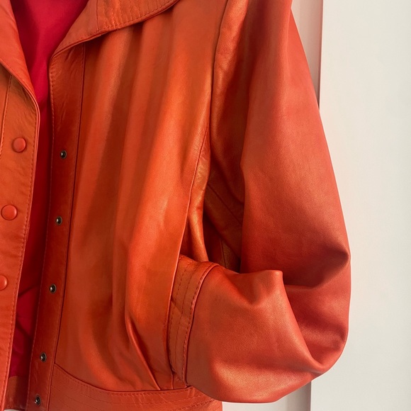 80s Vintage orange leather jacket by Lillie Rubin - Picture 2 of 4